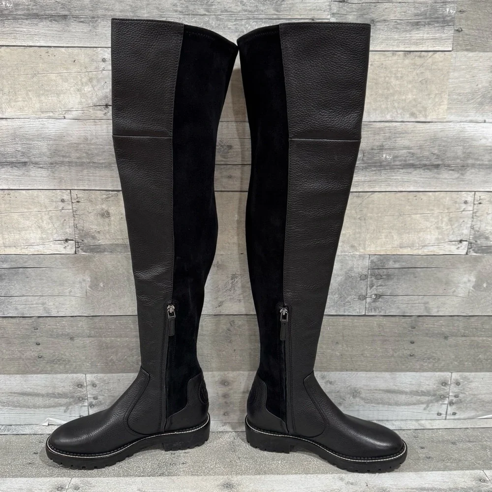 TORY BURCH MILLER LUG SOLE OVER-THE-KNEE BOOT - PERFECT BLACK - SZ - 6M